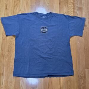 Island Hawaii Choppers Shirt Mens XL Blue Distressed Biker Graphic Tee Y2K